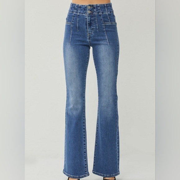 Stylish Blue Flare Jeans for Women - Picture 1 of 6